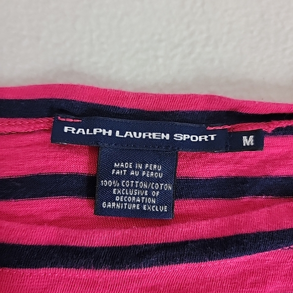 Ralph Lauren Sport Women's Pink Blue Striped Long Sleeve Pullover Top, M - Picture 6 of 9